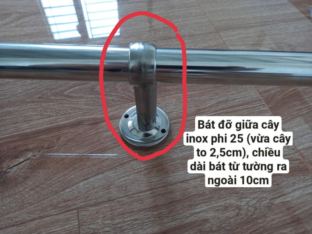 Bát Đỡ Giữa Cây Treo Màn Inox Phi 25