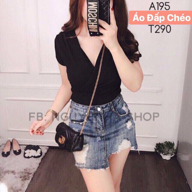 [HCM]Áo thun lụa đắp chéo tay ngắn cherrystore1996