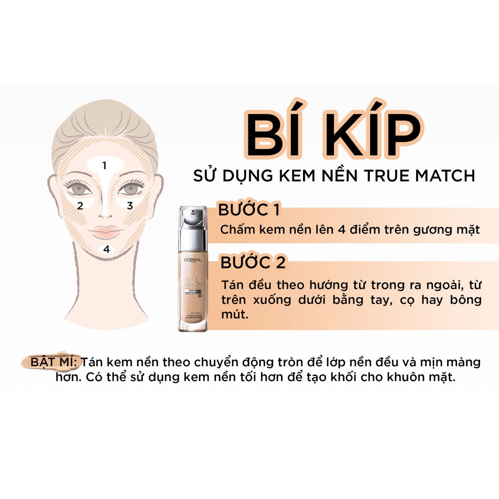Kem Nền Mịn Da Dạng Lỏng LOreal Paris True Match Liquid Foundation 30Ml