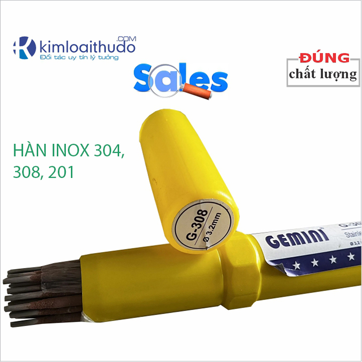 Combo 5 que hàn Inox G-308 Gemini phi 3.2mm