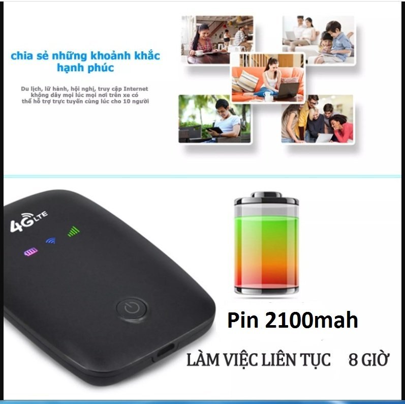 Bộ phát sóng wifi 4G từ sim- Cục phát wifi mini cầm tay -Phát wifi 4G LTE MF925 Hàng hiệu ZTE