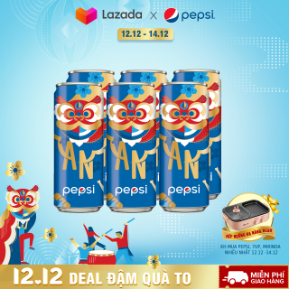 Lốc 6 Lon Nước Ngọt Có Gaz Pepsi 320ml lon - Phiên Bản Tết thumbnail