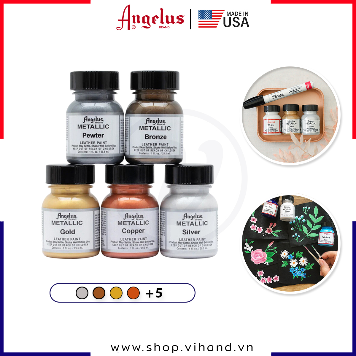 [HCM]Màu vẽ da vải Angelus Leather Paint (Metallic) - 29.5ml (1Oz)