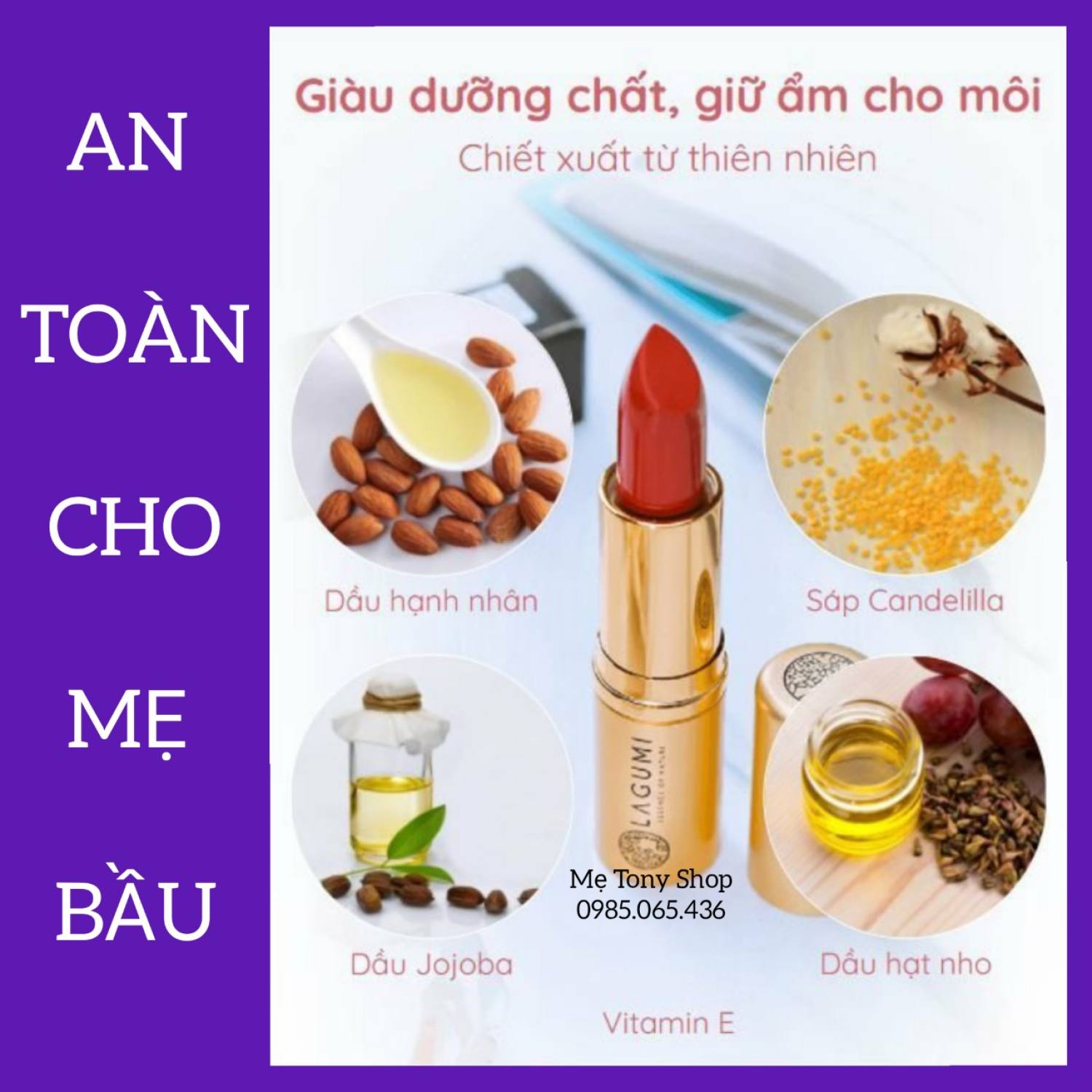 [Chiết Xuất Hạnh Nhân] Son Không Chì Dành Cho Bà Bầu (Chính Hãng LAGUMI)