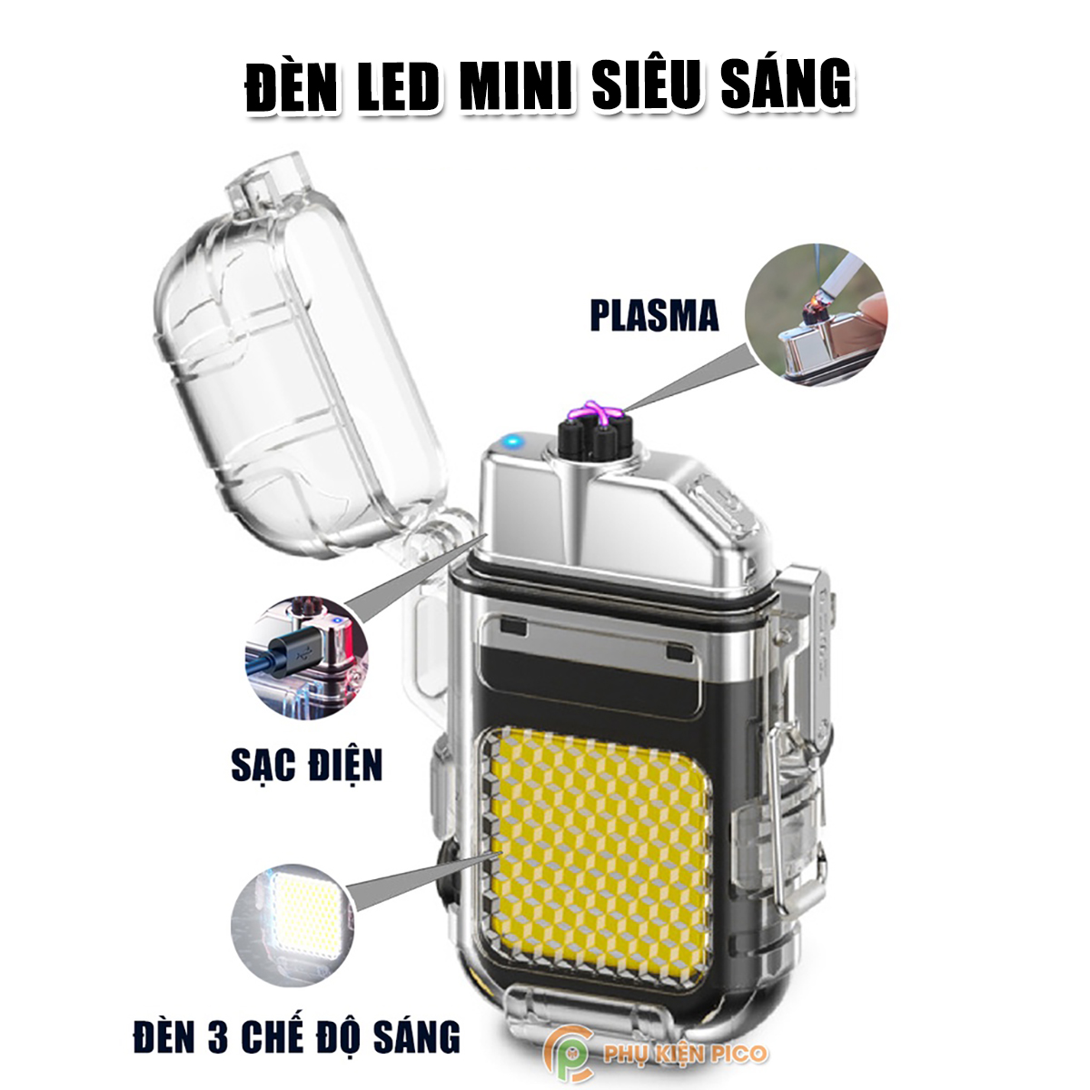 Đèn Flash Led mini siêu sáng 3in1 đa năng có Pin sạc USB