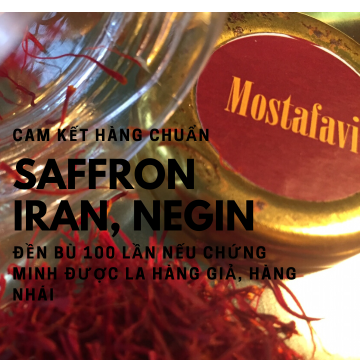 Saffron- Nhụy hoa nghệ tây saffron- Saffron nhụy hoa nghệ tây sợi Negin từ Iran, Lọ 1 gr