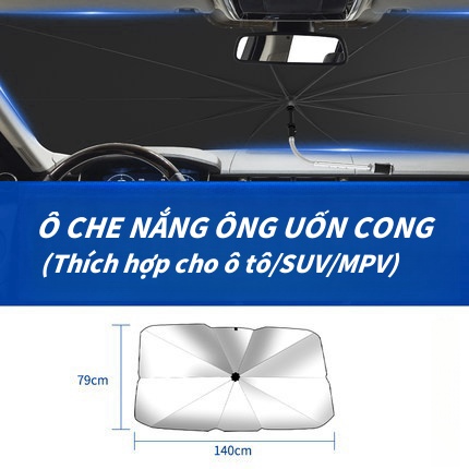 Ô che nắng ô tô cao cấp dù che nắng kính lái chống tia uv chắn nắng, ô che nắng ông uốn công ô tô