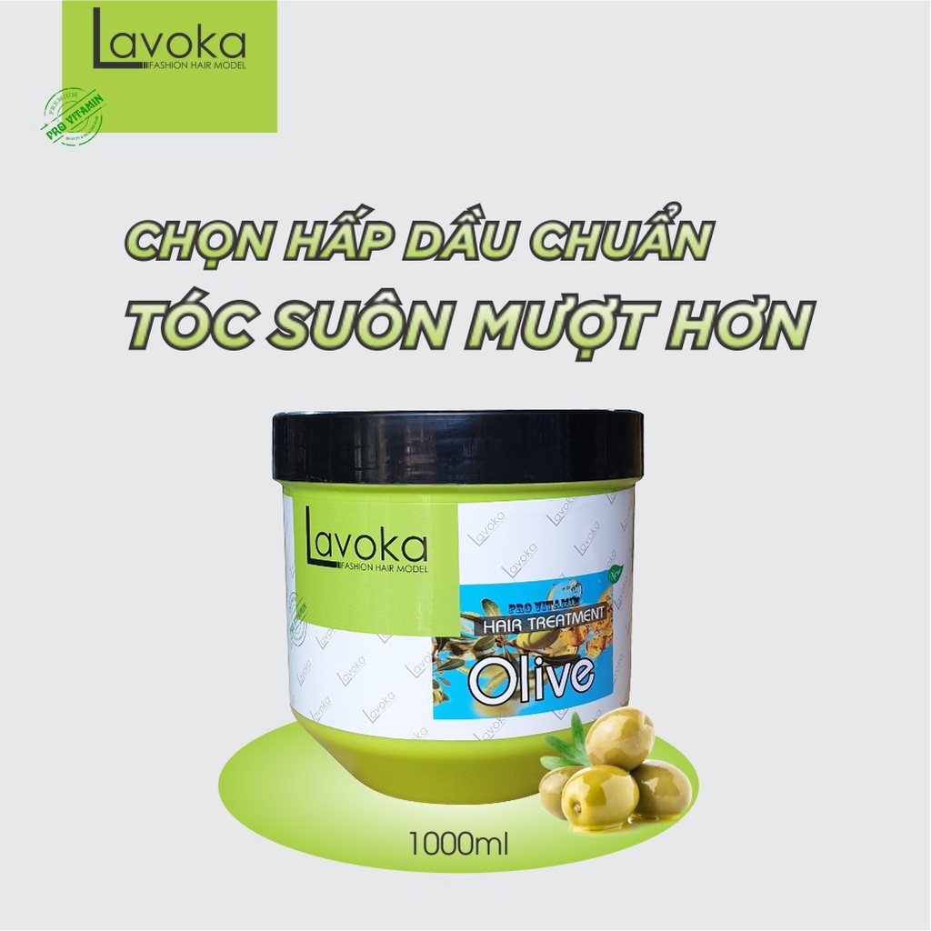 Kem hấp ủ,hấp dầu olive Lavoka phục hồi tóc tại nhà siêu mềm mượt 1000ml