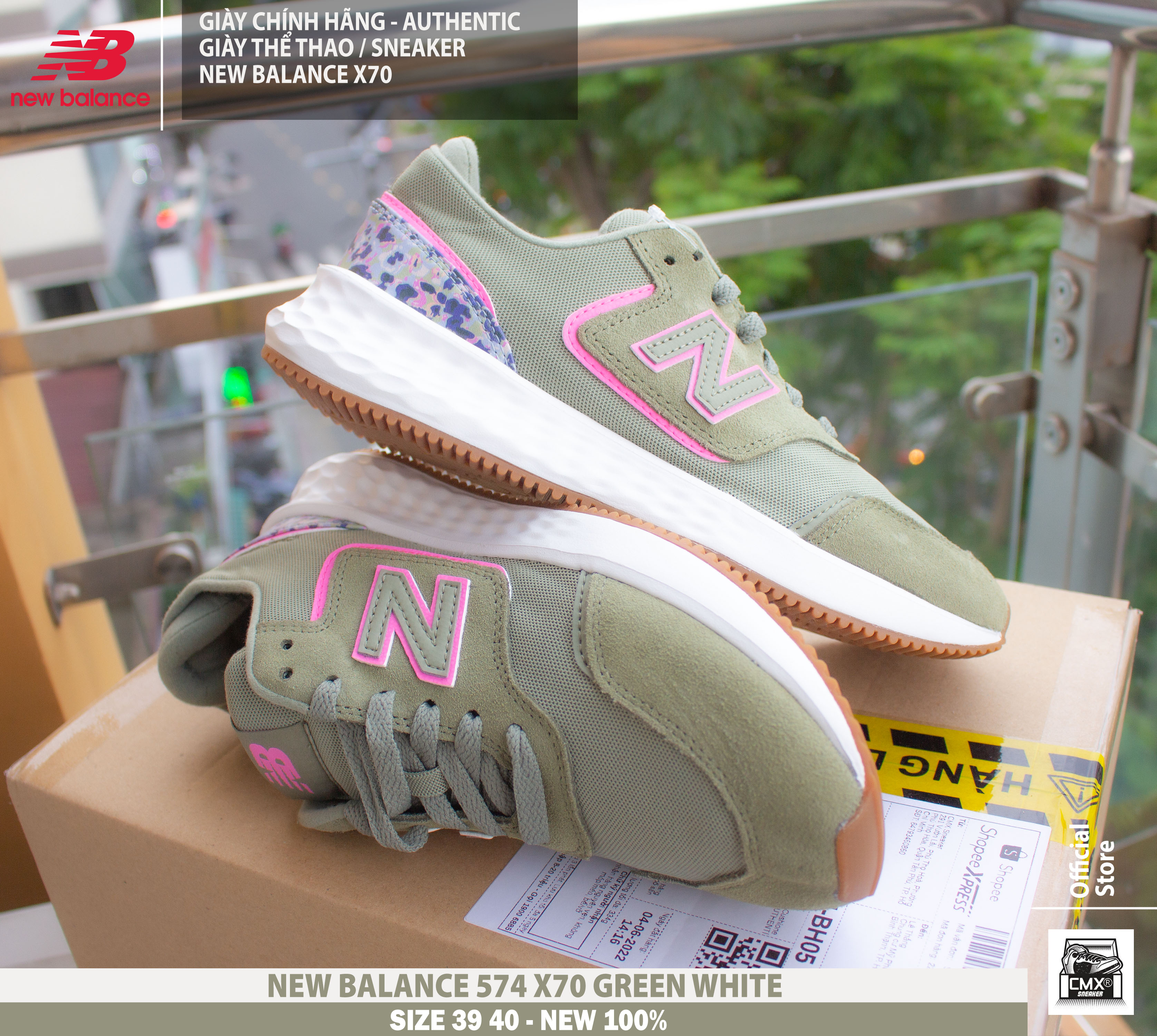 😘 [ HÀNG CHÍNH HÃNG ] Giày New Balance X70 GREEN WHITE RUNNING ( WSX70OF1 ) - AUTHENTIC 100%
