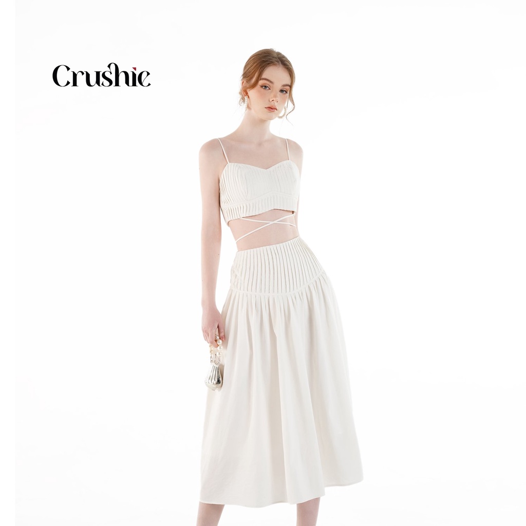 Chân váy Crushie maxi dáng dài dài xếp li cạp cao Ali