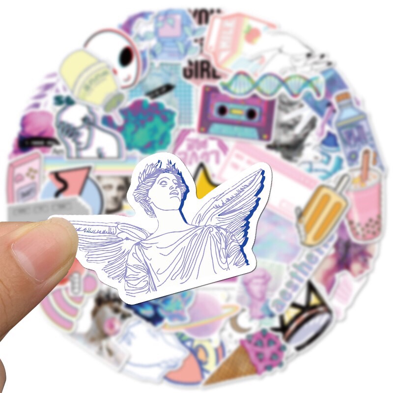 [HCM]Sticker Hình Dán Nghệ Thuật Tông Tím Mộng Mơ