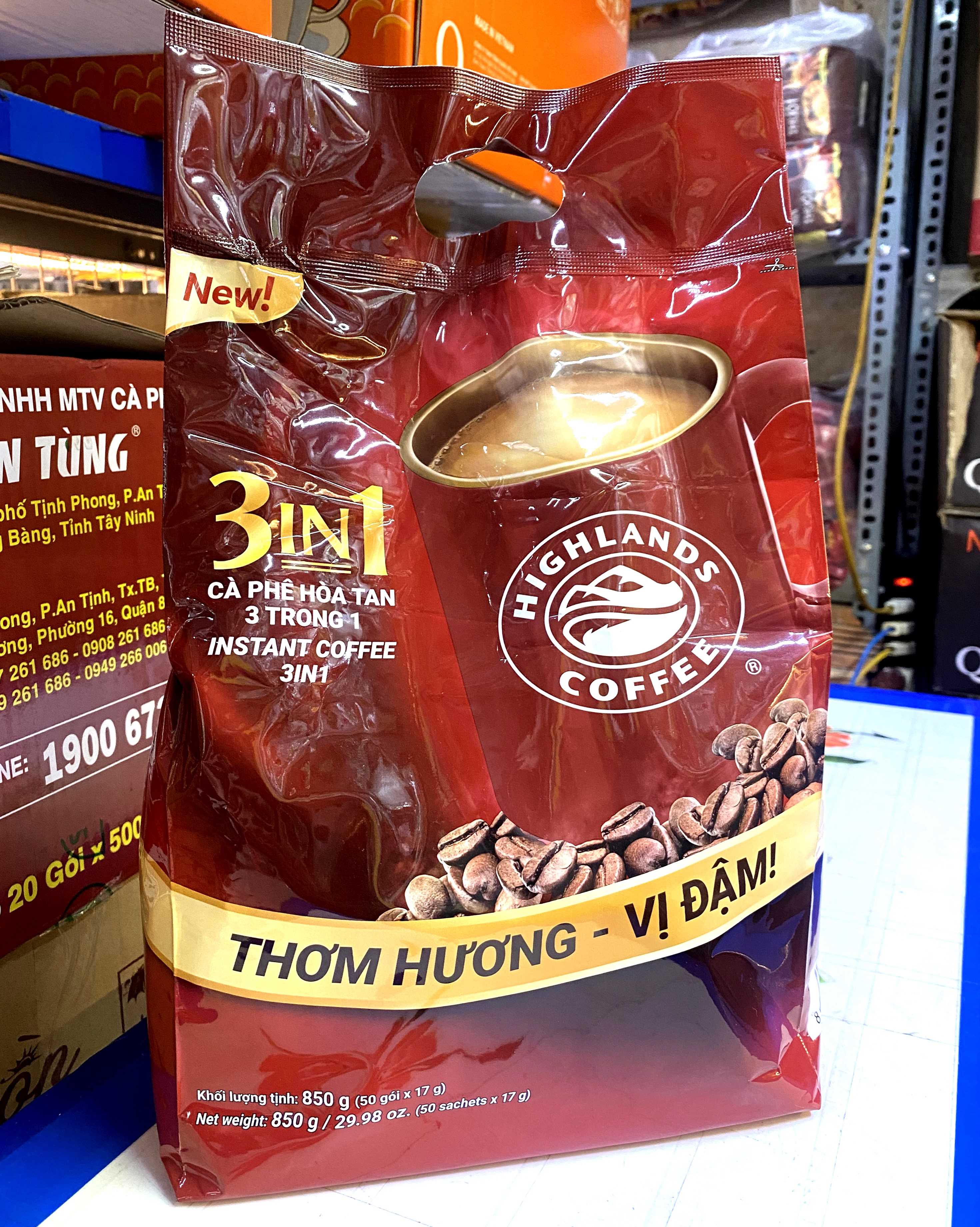 Cà Phê Highlands Coffee 3in1 Hòa Tan Bịch 850g (50 Gói x 17g)