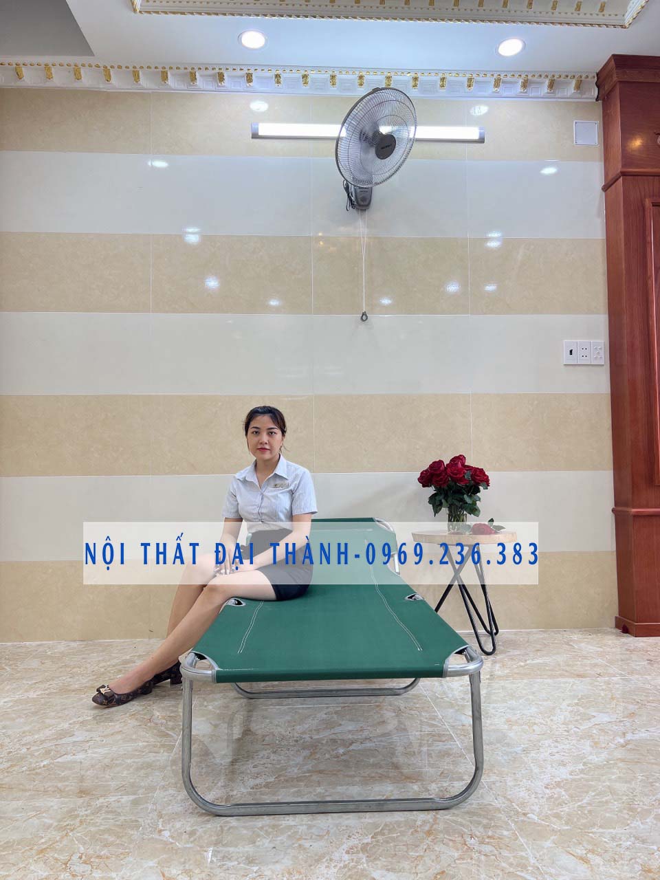 Giường xếp vải bố khung sắt Đại Thành