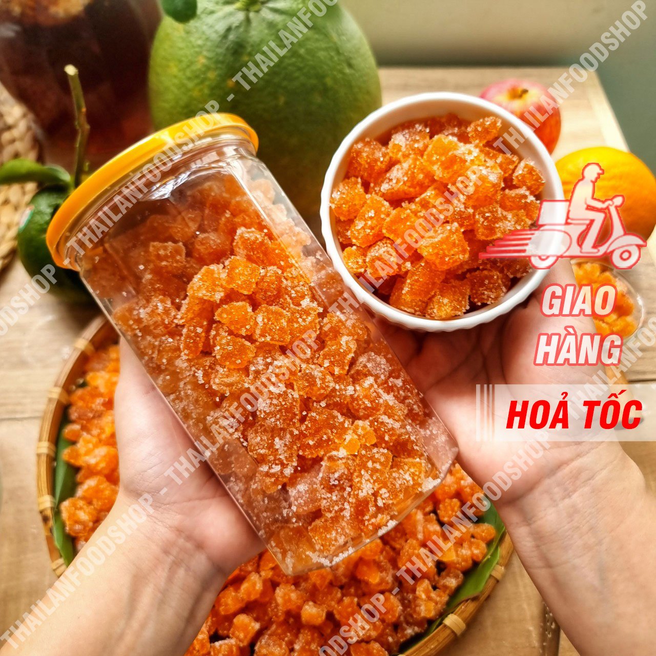 Mứt Bưởi Mix Cam - Lon 500Gr