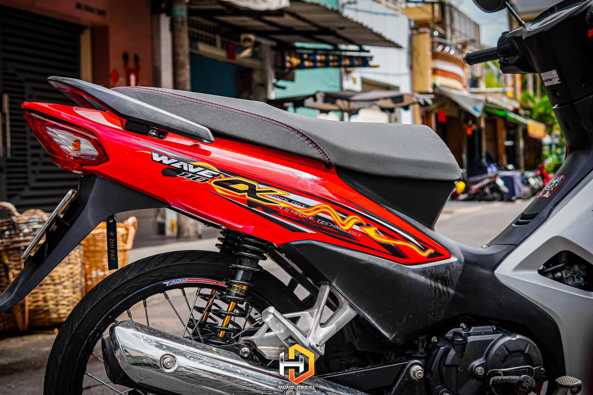 [DECAL]  [Ảnh thật] Tem rời Wave A 110 - Mẫu đỏ đen HOT 2023 - Chuẩn From cực đẹp [TXC]