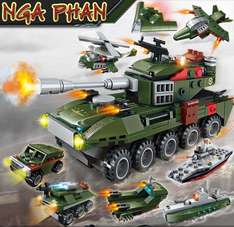 Siêu Xe Tăng 361 Chi Tiết 8 trong 1 Đồ Chơi Xếp Hình Lắp Ráp Enlighten Qman MOC DIY