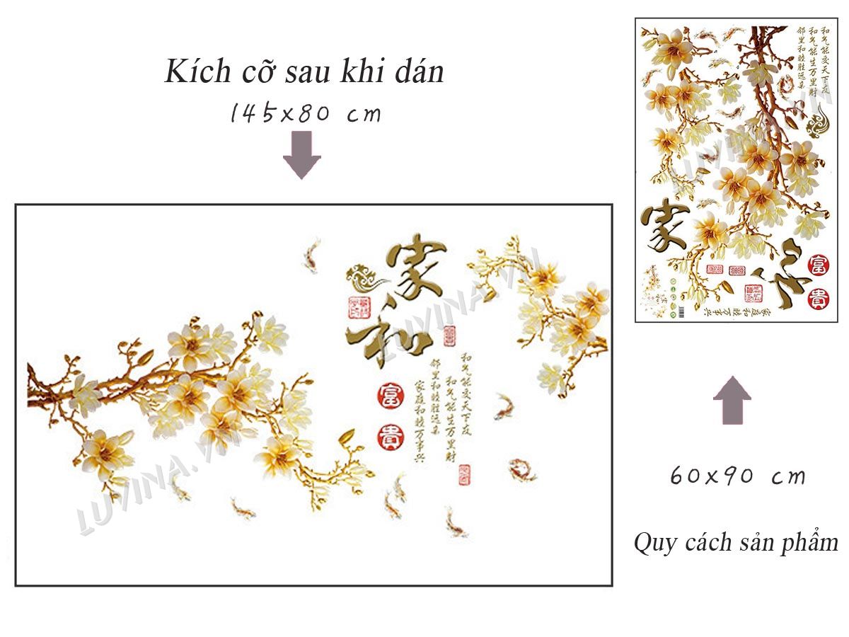 [HCM]DECAL DÁN TƯỜNG TẾT CÀNH MAI VÀNG
