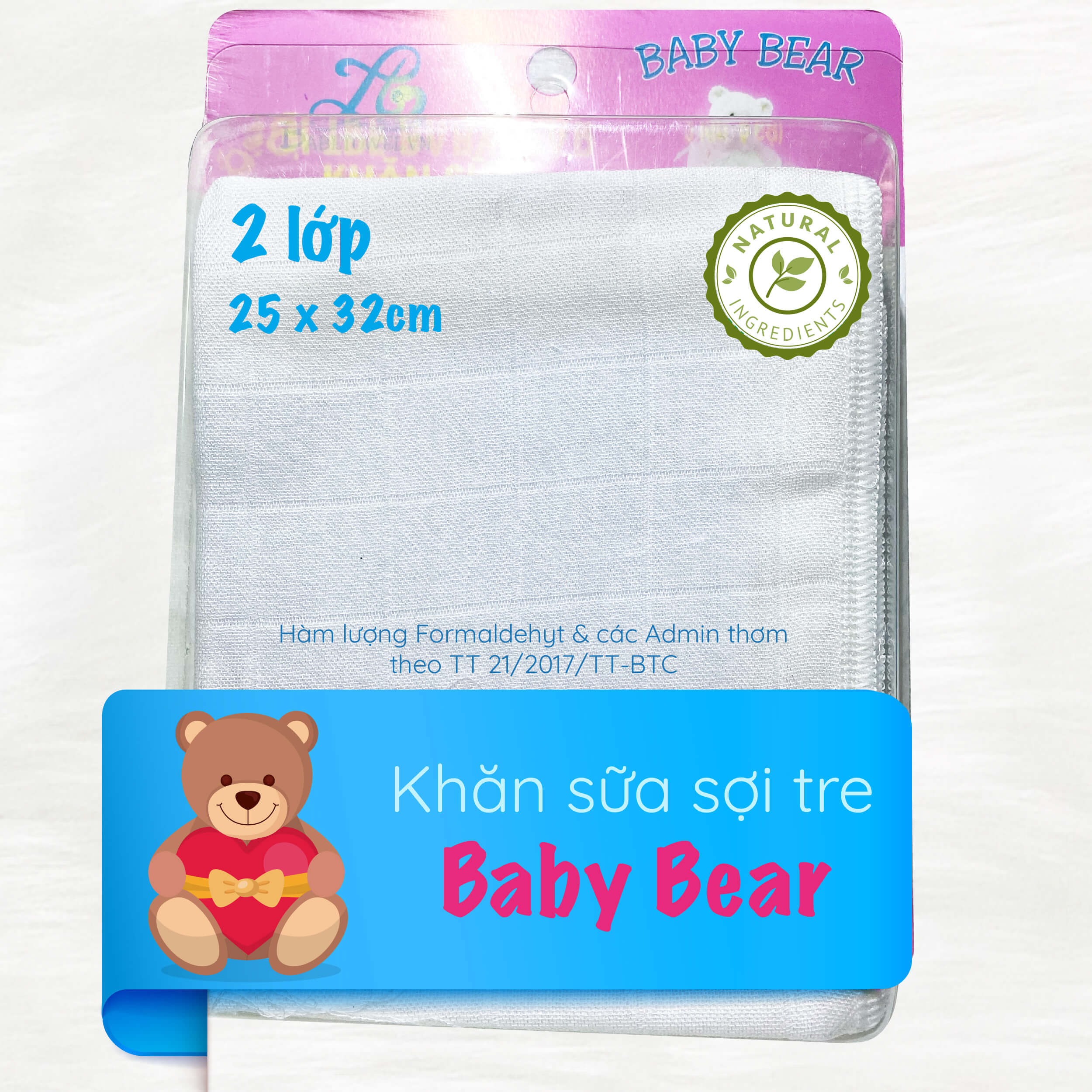 Khăn sữa sợi tre Baby Bear 25x32cm 2 lớp