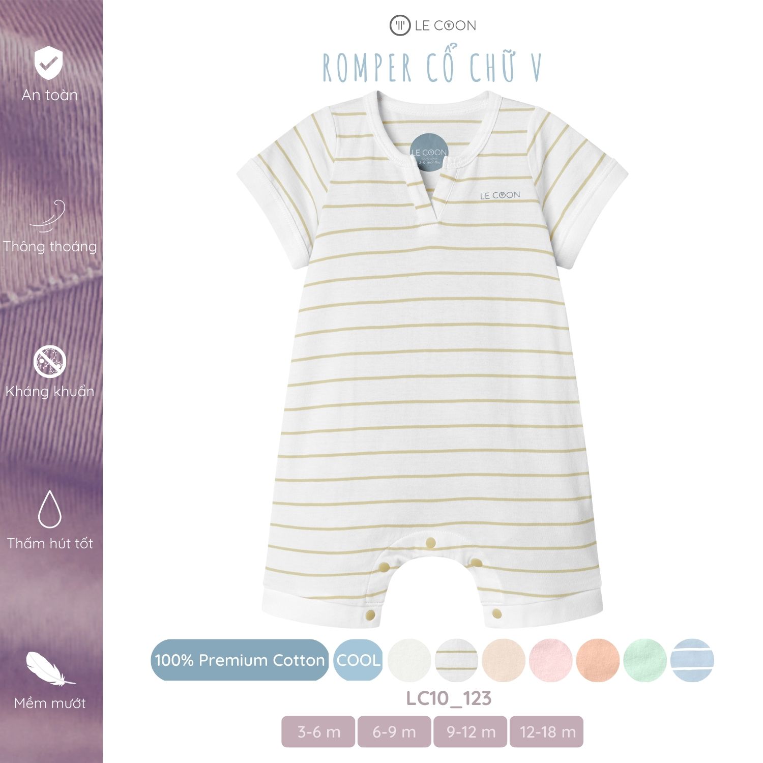 LE COON | ROMPER CỔ CHỮ V | COOL | 3 - 18 tháng