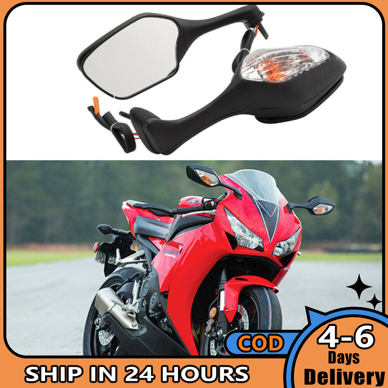 1 Pair Motorcycle Rear View Mirror Angle Adjustable Mirrors With Led Turn Signal Compatible For Honda Cbr1000rr 2008-2012