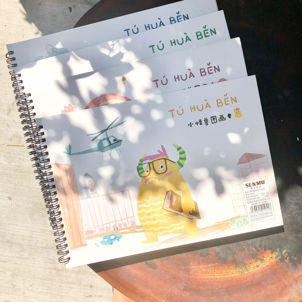 Sổ Vẽ Màu Nước A4, Sổ Sketchbook Giấy Dày Phiên Bản Quái Vật Tí Hon Cho Trẻ Em