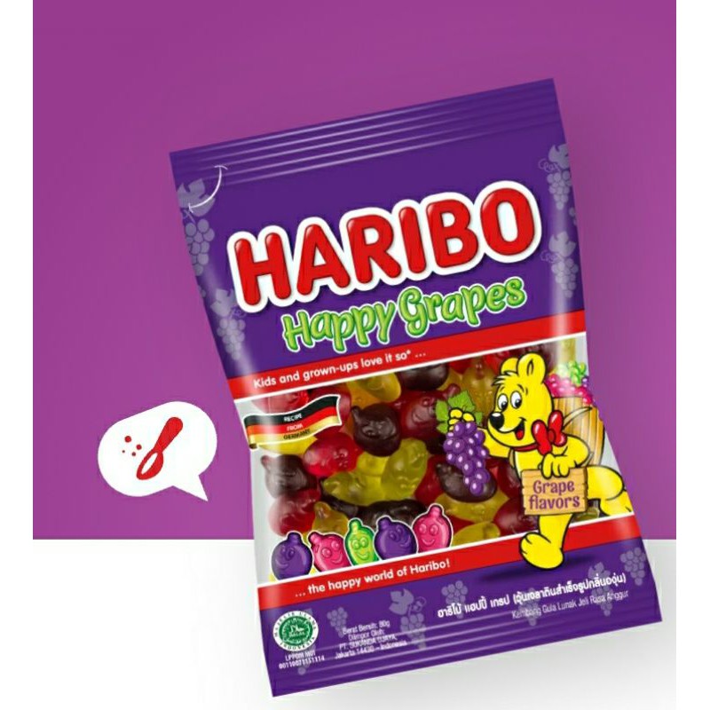Kẹo dẻo Haribo Happy Grapes 80g (Thổ Nhĩ Kỳ)