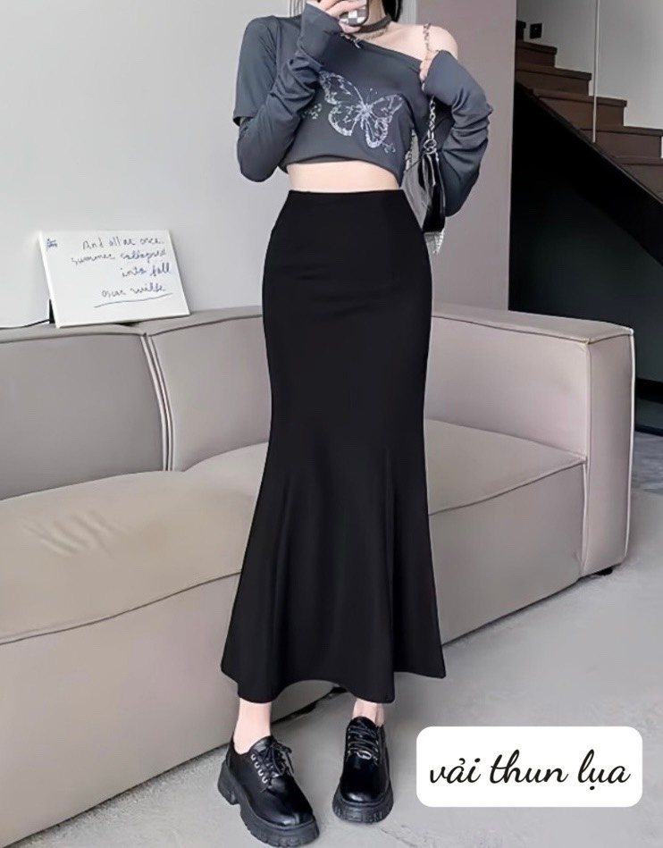 CHÂN VÁY ĐUÔI CÁ DÁNG DÀI VẢI THUN LỤA ÔM BODY CÓ KÈM ẢNH VIDEO TU