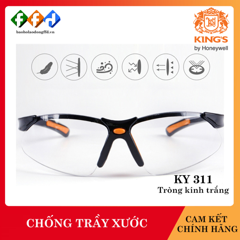 Bảng giá Kính bảo hộ Kings KY311 mắt kính trắng, Kính chống tia UV, chống bụi, chống xước, dùng trong lao động, đi xe máy [FFD]