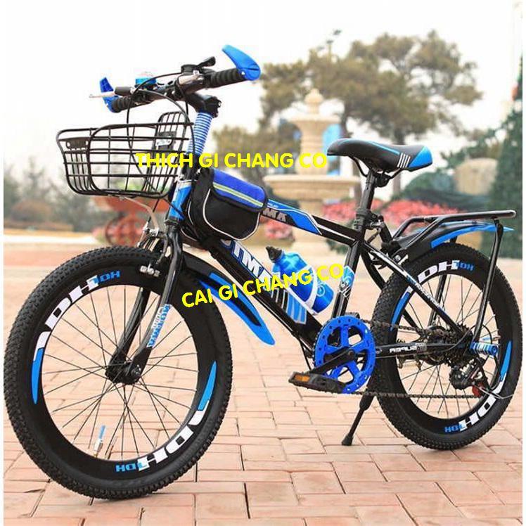 XE ĐẠP ĐỊA HÌNH CHO NAM VÀ NỮ TỪ 8 TUỔI ĐẾN 15 TUỔI (HÀNG CHUẨN) TẶNG GIỎ, GÁC BAGA, TÚI, BÌNH NƯỚC, CHẮN BÙN