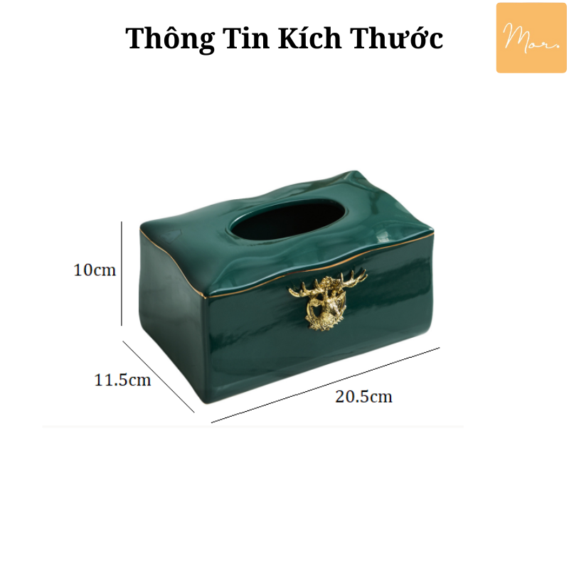 Hộp đựng khăn giấy sứ cao cấp - H08