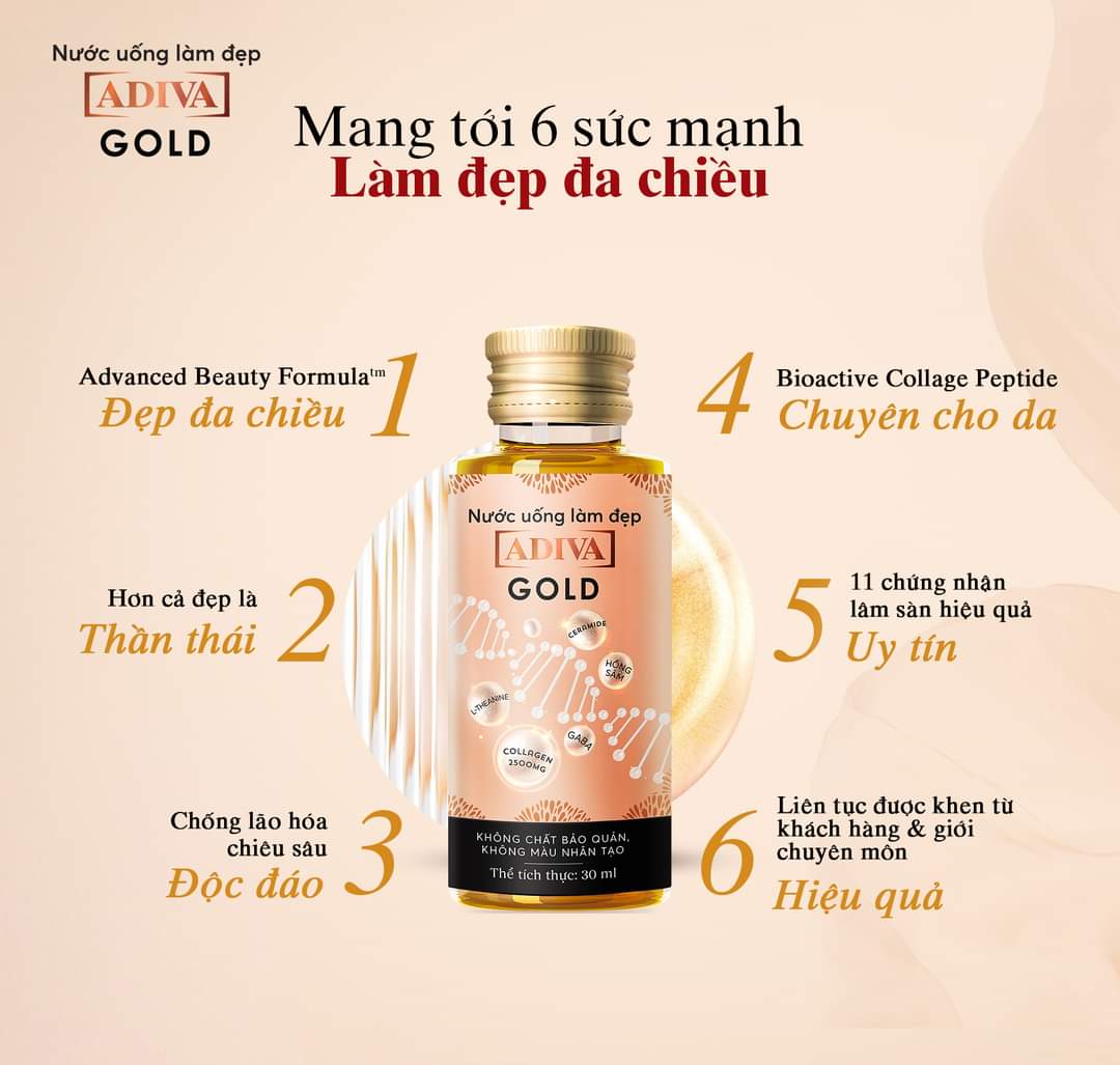 [HCM]Combo 04 hộp Collagen Adiva Gold (14 lọ/ hộp)