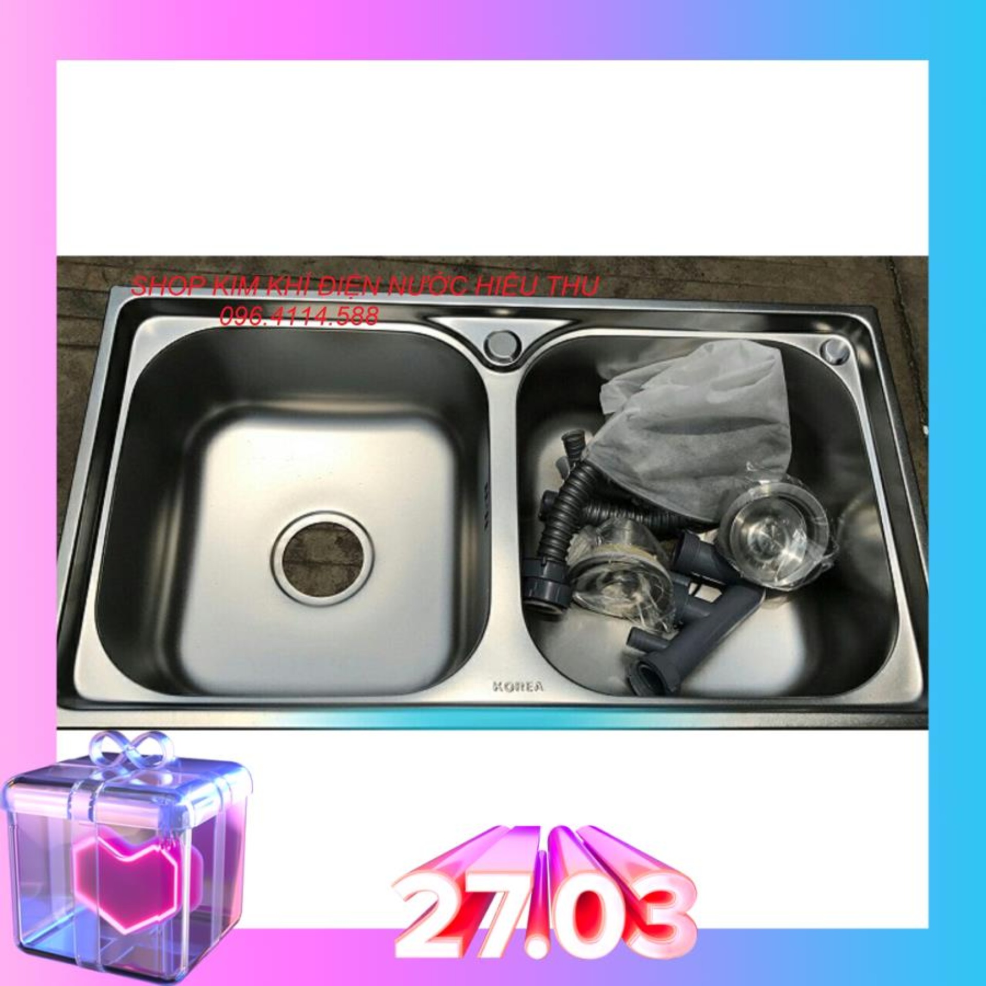 Chậu rửa bát giá rẻ 2 hố cân