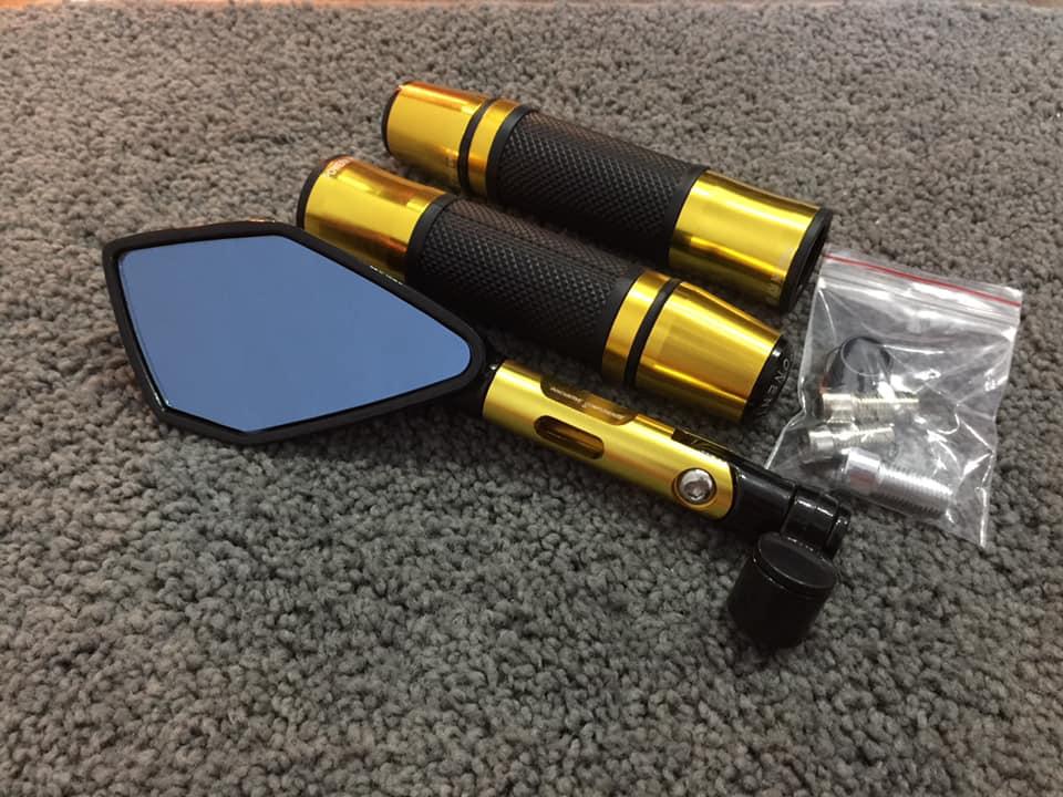 [Combo 2 sản phẩm] Kính chiếu hậu và bao tay gù ý RIZOMA (Màu vàng)