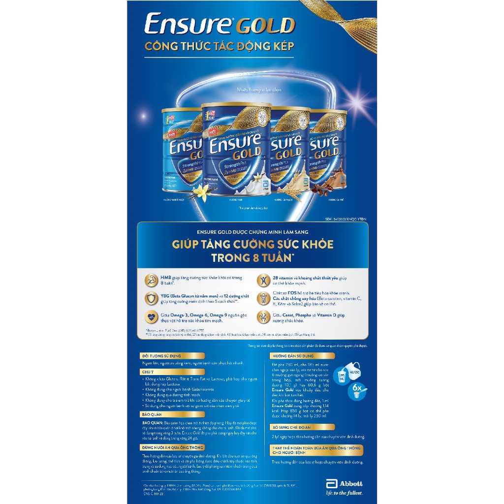 [Date 4.2025] Sữa Bột Ensure Gold Hương Vani Lon 400g