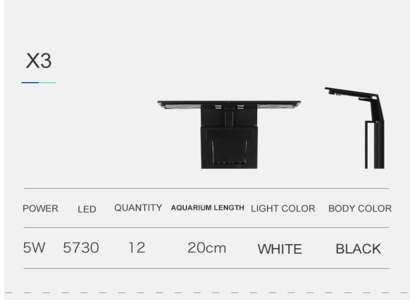 Đèn led kẹp X3 thủy sinh cho bể cá mini