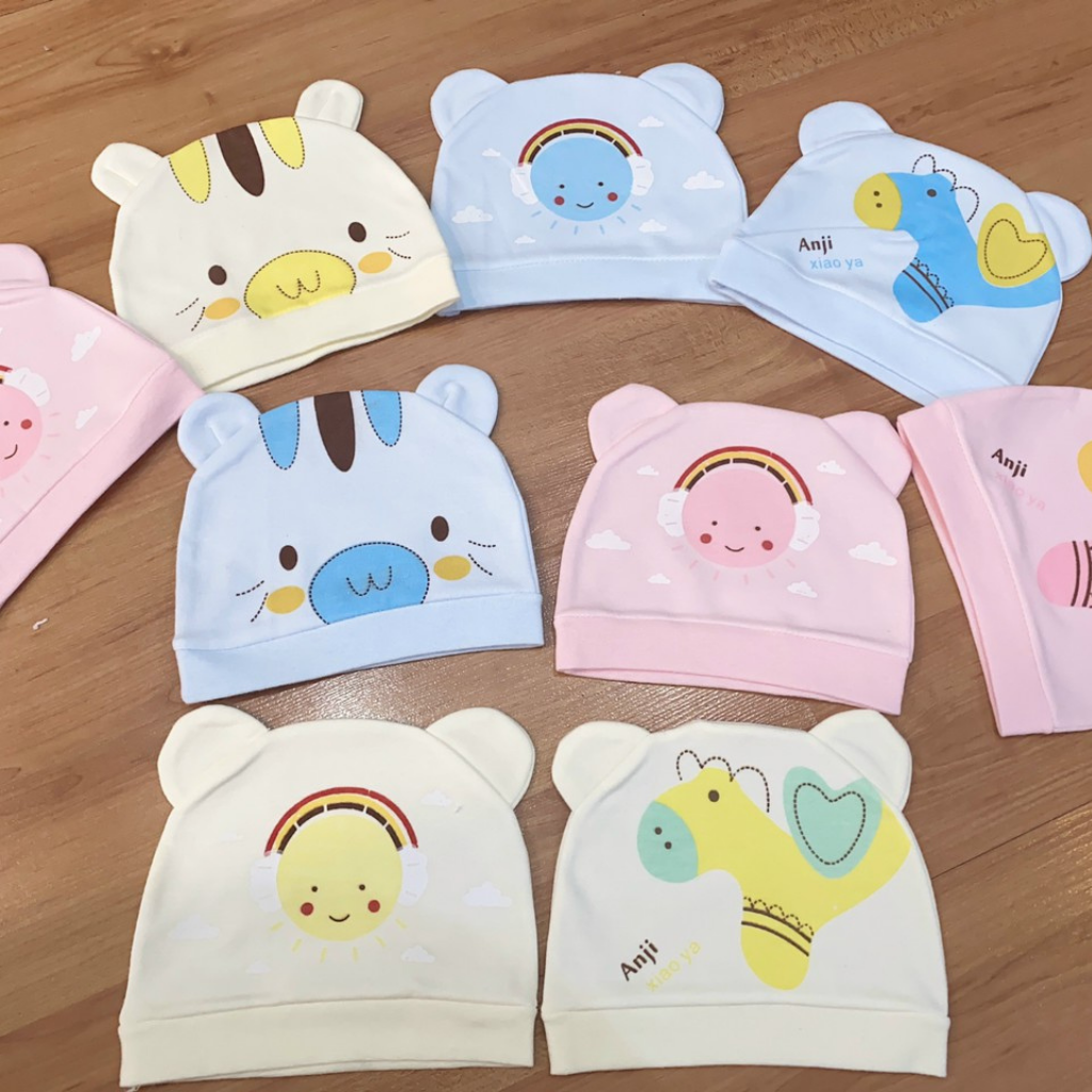 Mũ sơ sinh cho bé 1 đến 3 tháng ( Mũ tai mèo Cotton hàng đẹp cho bé)