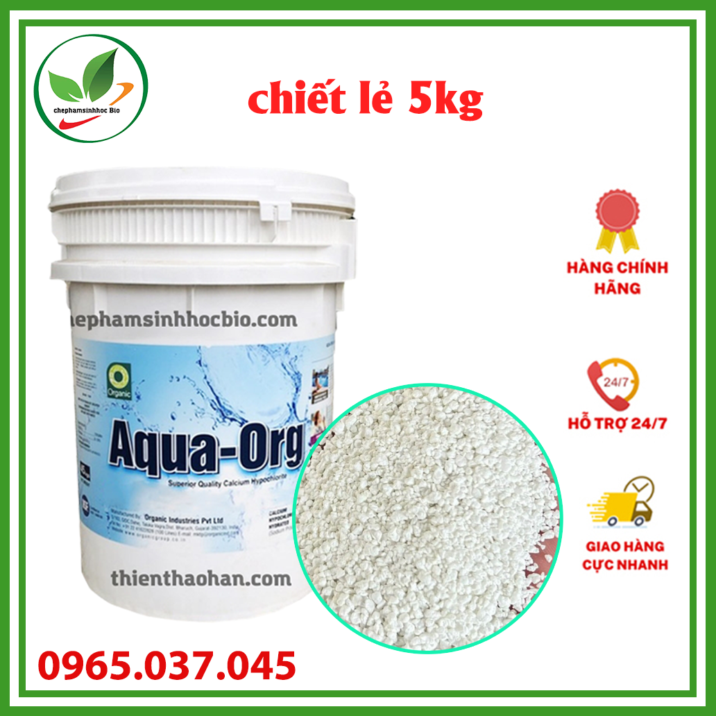 Bột hóa chất Clorin 70% Aqua ORG - Ấn Độ. Thùng 5kg