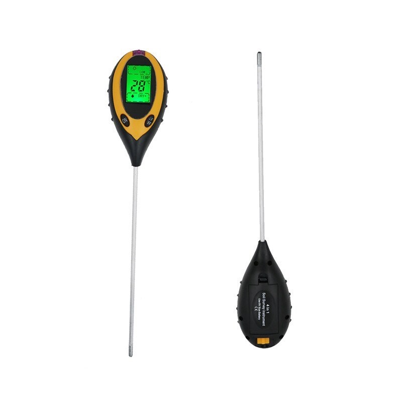 Máy đo, dụng cụ đo độ PH đất 4 trong 1(PH, độ ẩm, ánh sáng, nhiệt độ) tặng kèm giấy quỳ tím