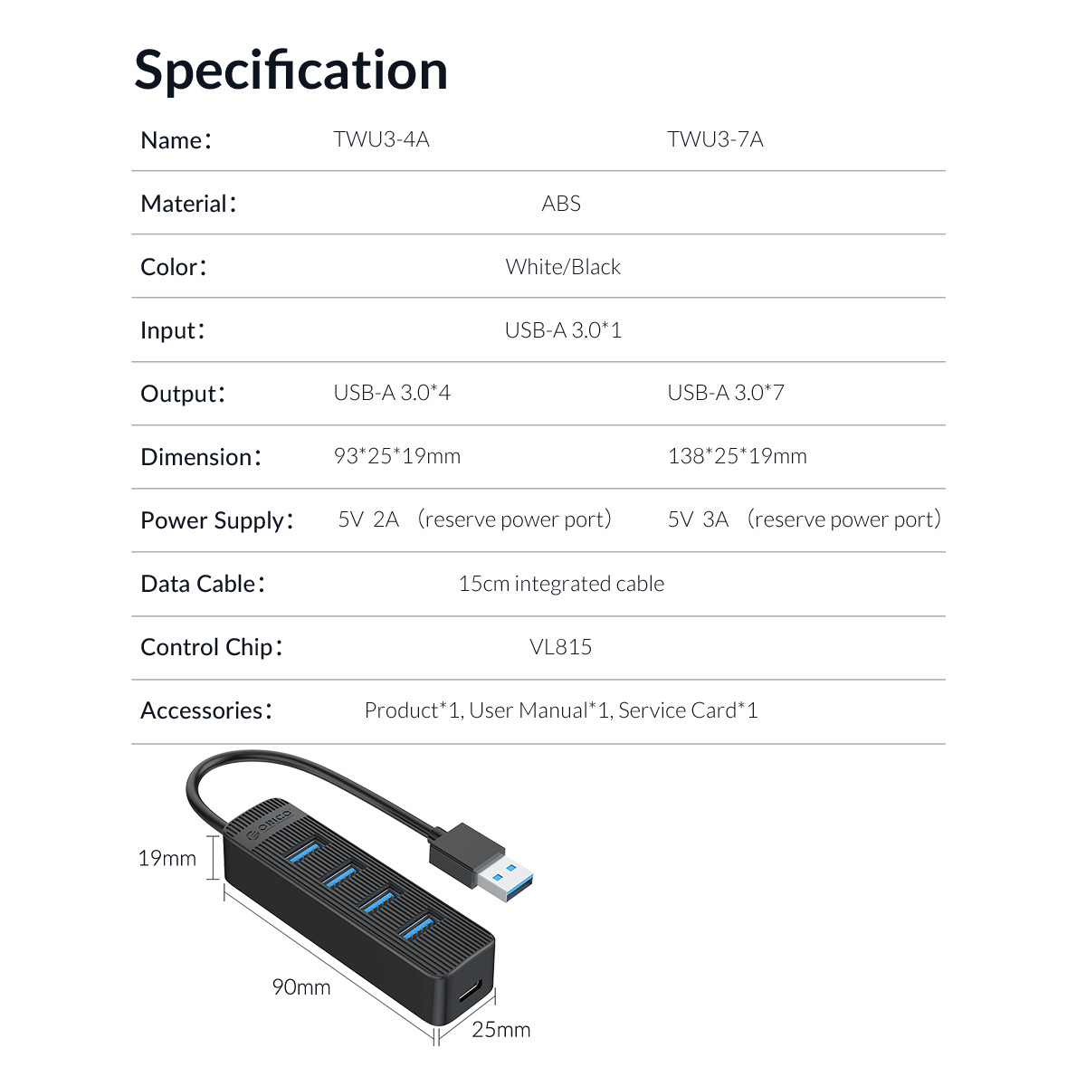 Set split USB hub twu3-7a Port USB 3.0-genuine goods