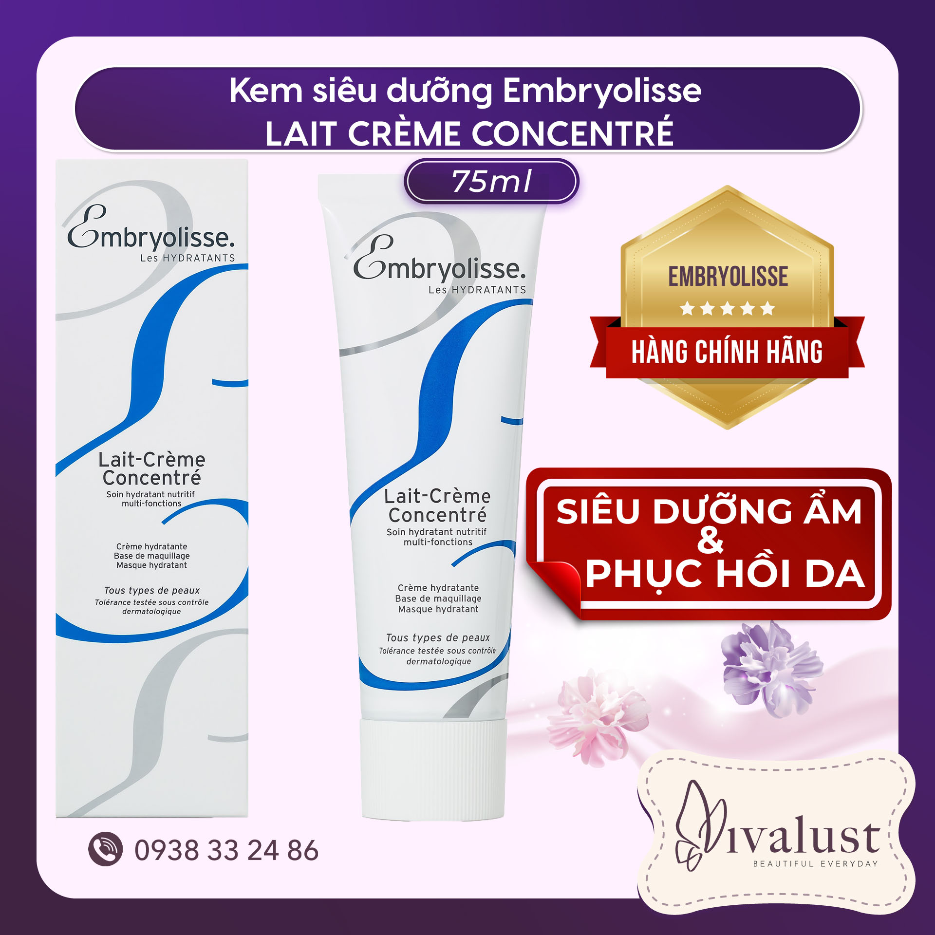 [HCM]Kem Dưỡng Ẩm Embryolisse LAIT-CRÈME CONCENTRÉ 75ml - Siêu Dưỡng Ẩm & Phục Hồi Da