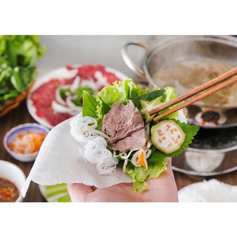 bánh tráng phơi sương Hoàng Ty cuốn thịt luộc
