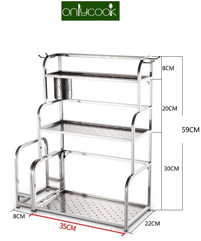 Kệ nhà bếp 3 tầng đa năng tiện dụng inox 304 - Onlycook