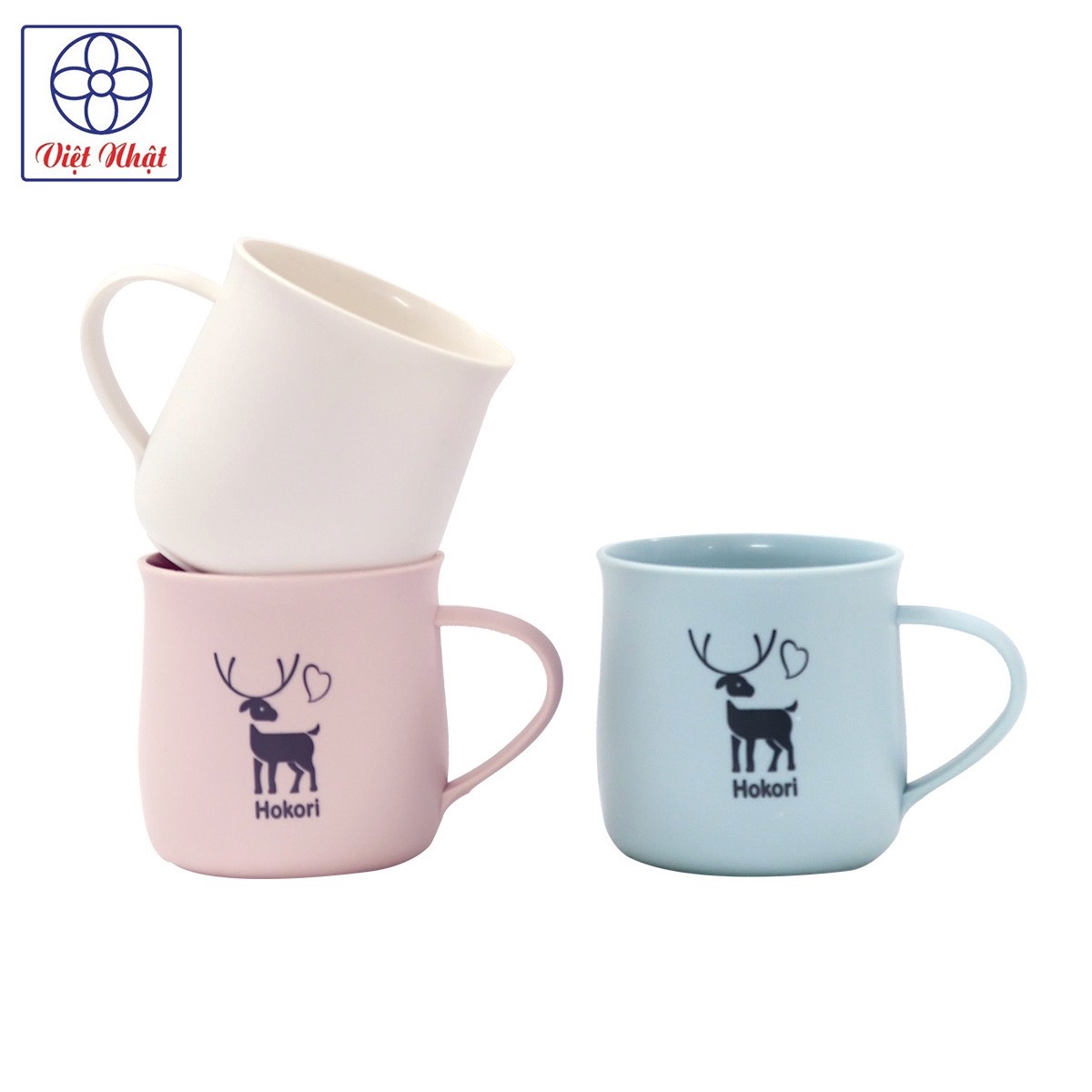 Combo 4 cốc nhựa hokori 350ml xinh xắn có quai cầm việt nhật 6369