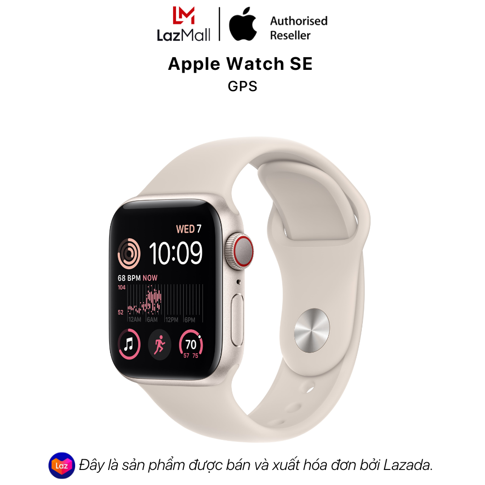 Apple Watch SE 2022 GPS Viền Nhôm Với Dây Cao Su - Hàng Chính Hãng