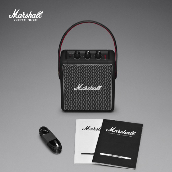 Marshall Stockwell II Portable Bluetooth Speaker, Black and Brass