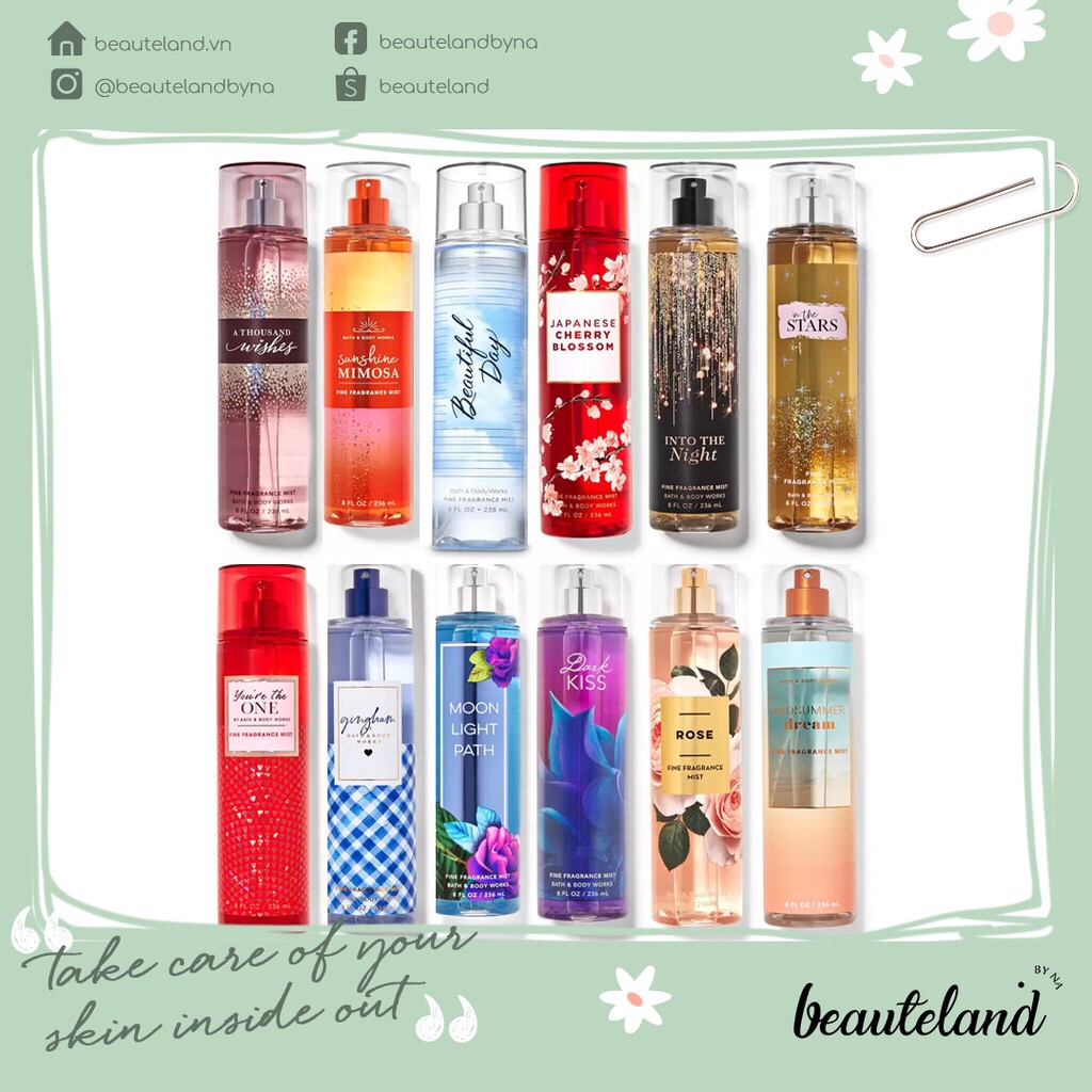 Xịt thơm toàn thân Bath & Body Works Mist 236ml