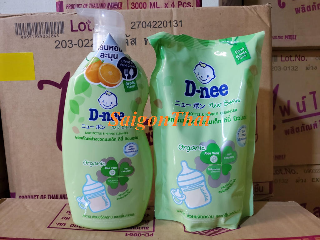 SGT Combo nước rửa bình sữa Dnee Chai 620ML + Túi 600ML