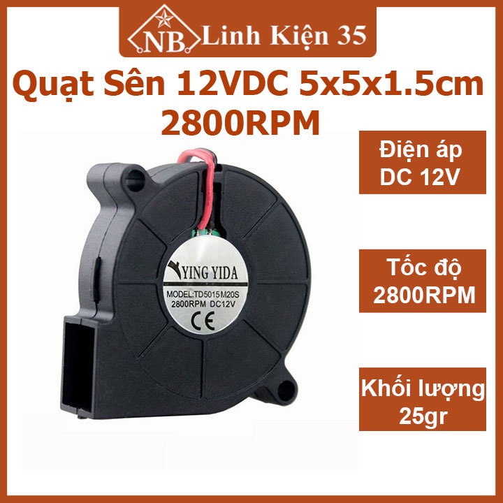 Quạt sên 12vdc 5x5x1.5cm - tốc độ lớn, siêu khỏe