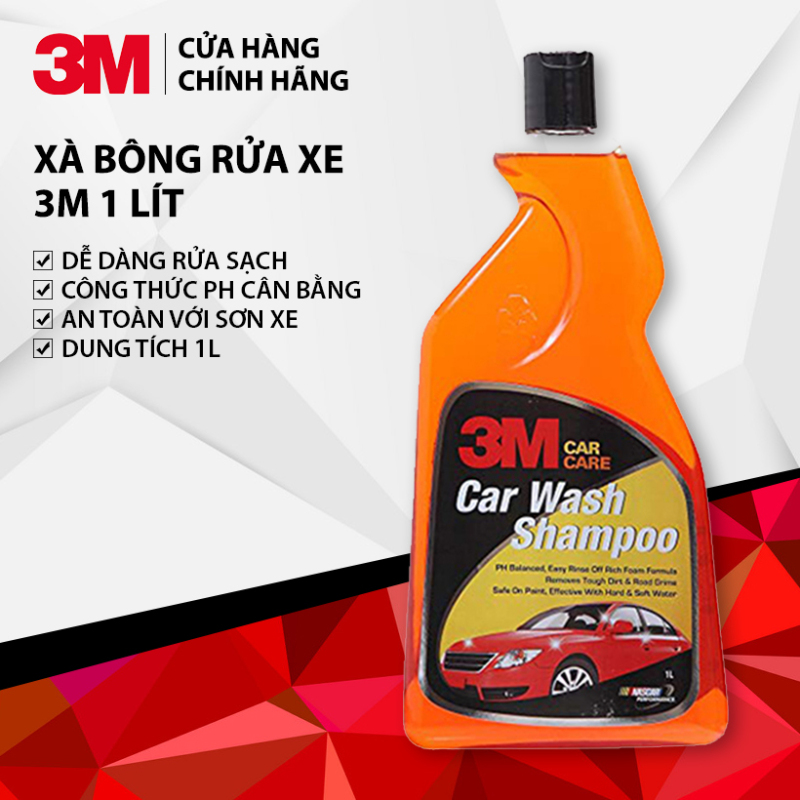 Xà Bông Rửa Xe Đậm Đặc - PH Cân Bằng, Tạo Nhiều Bọt 3M Car Wash Shampoo 1L 305860 - Hàng Chính Hãng