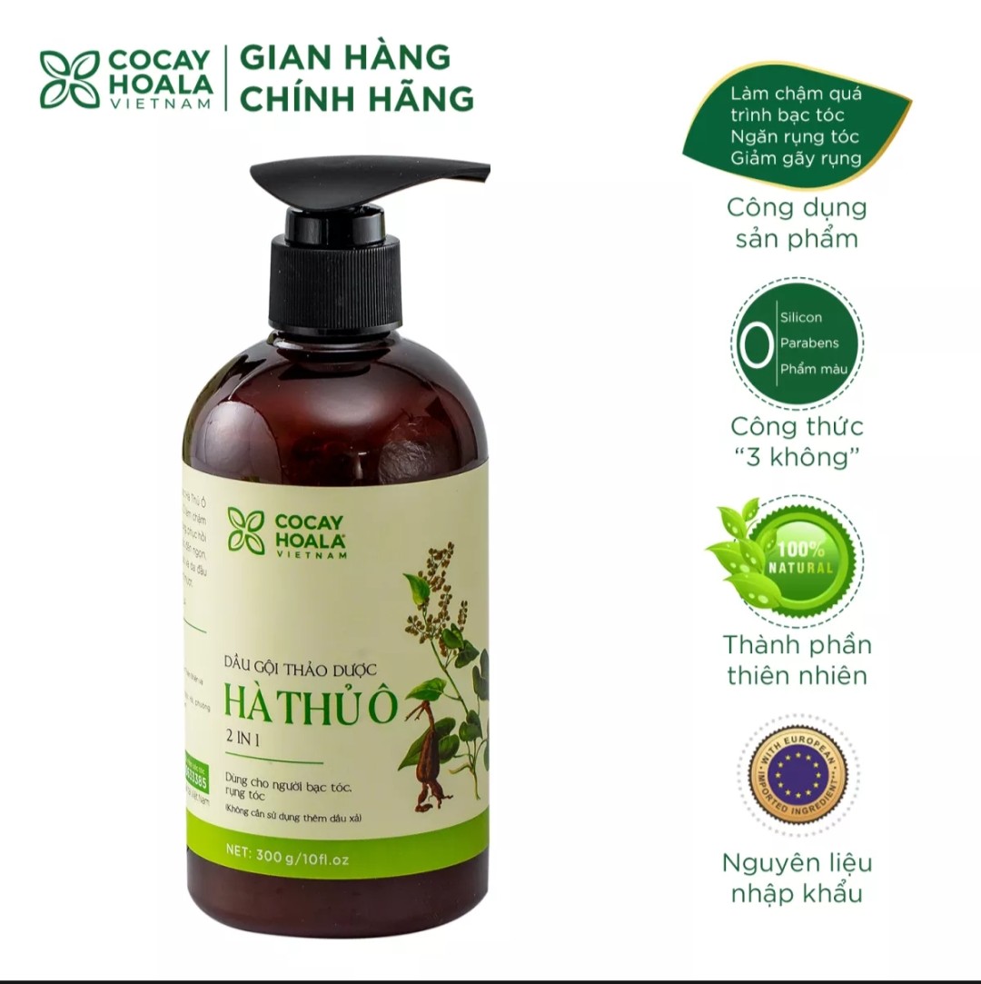 Dầu gội thảo dược Hà thủ Ô kích mọc tóc - làm dày tóc - đen tóc (chai 300ml)